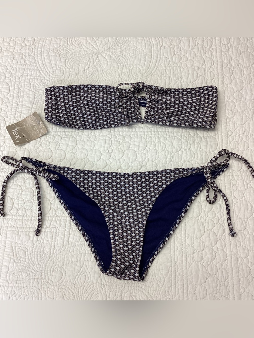 NWT Tex Bandeau String Bikini Multicolored Women’s Size 4 XS/S